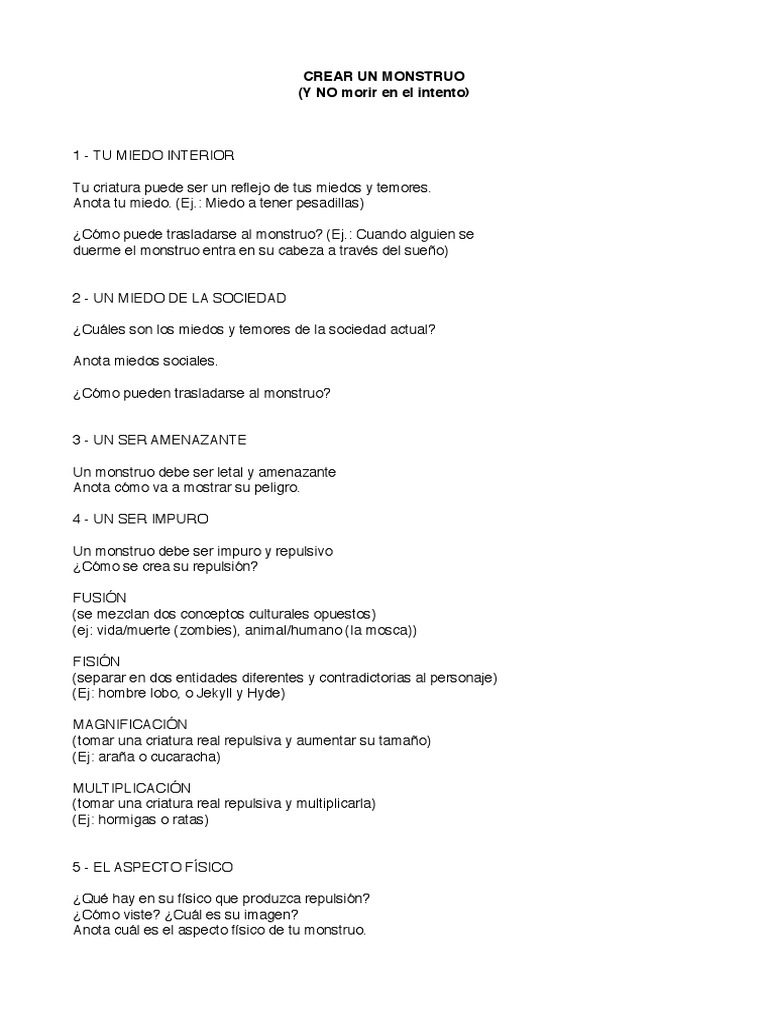 Cómo Crear Un Monstruo PDF | PDF