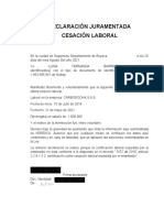 Declaración Juramentada Cesacion Laboral