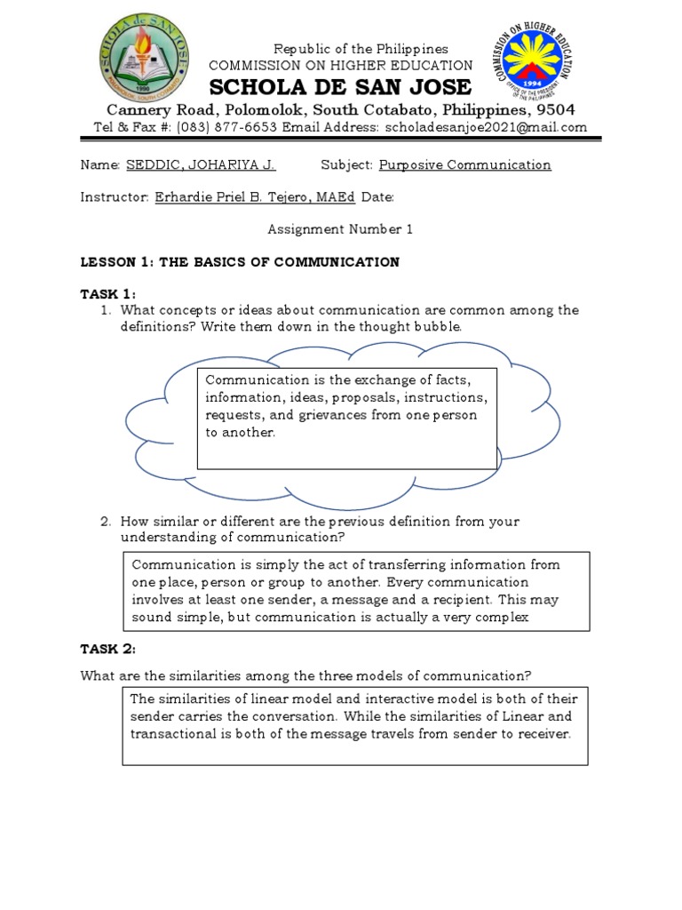 Lesson 1 The Basics of Communication | PDF | Communication | Psychology