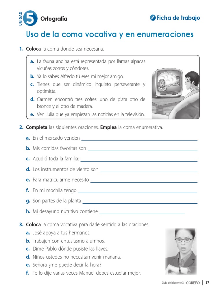 Ejercicios de Coma Vocativa y Enumerativa | PDF