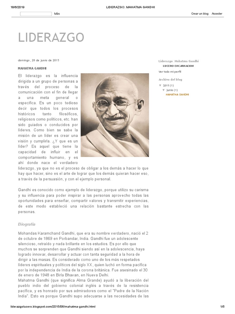 Liderazgo Transformacional de Gandhi | PDF | Mahatma Gandhi | Liderazgo