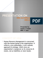 Presentation On: HRM and Difference Between HRM and Personnel Management