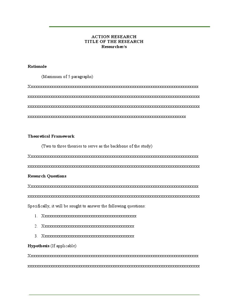 Action Research Proposal Format 1 | PDF | Observation | Cognition