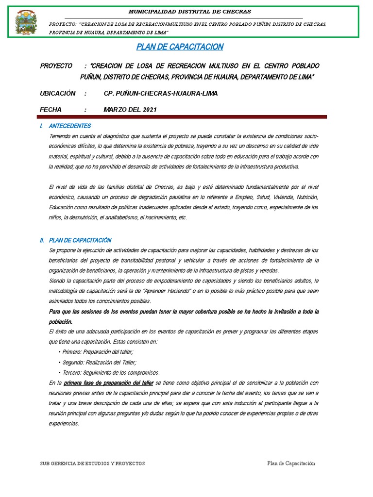 Plan de Capacitacion | PDF