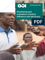 Monitoring and Evaluation of Policy Influence and Advocacy