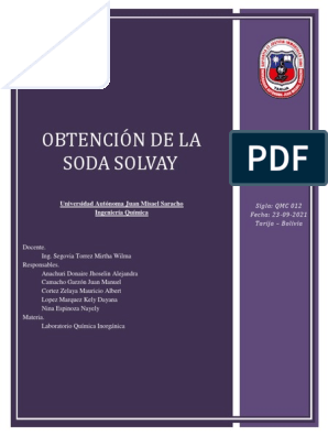INFORME 4 Obtención de La Soda Solvay Grupo 2 LAB QMC 012, PDF, Carbonato  de sodio