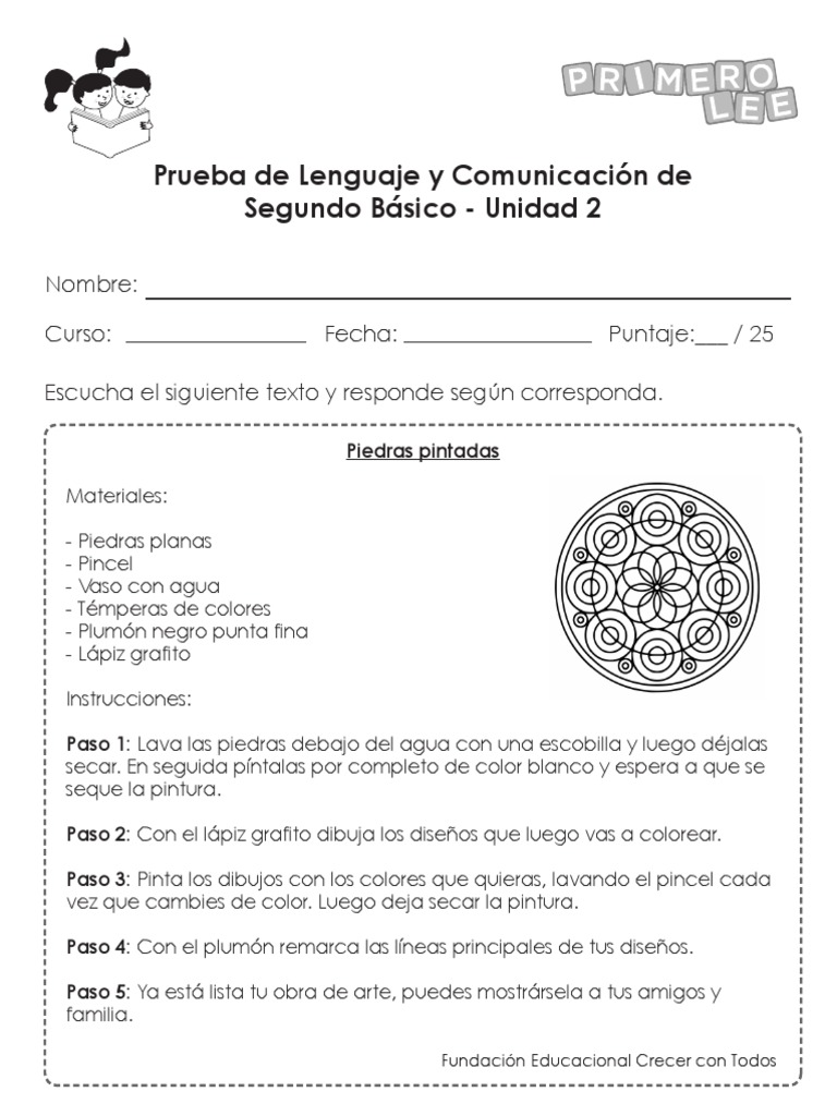 Prueba de Lenguaje 2° Básico | PDF | Pinturas | Lápiz