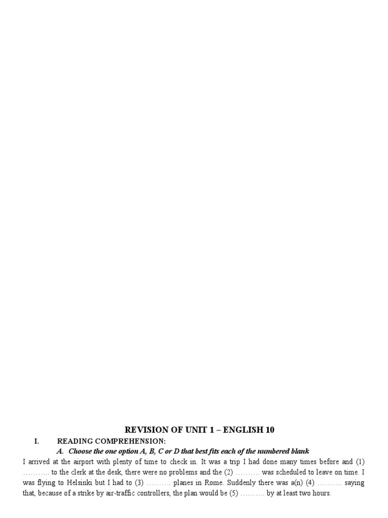 Unit 1 English 10 Revision Guide | PDF