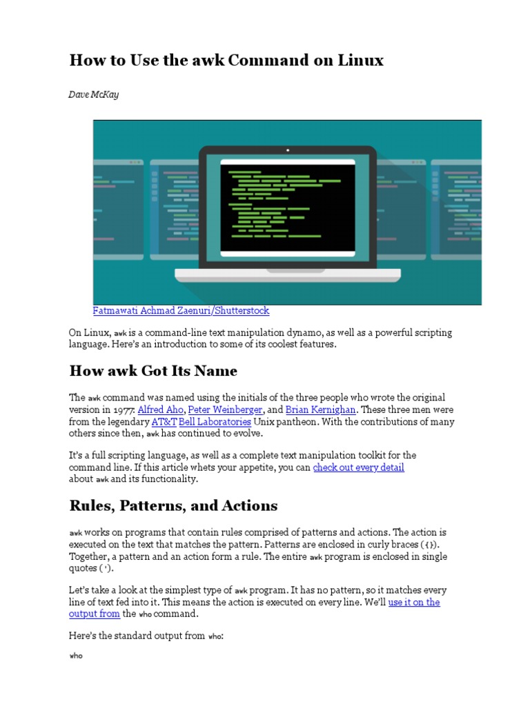 Understanding awk Command Basics | PDF | Information Technology ...