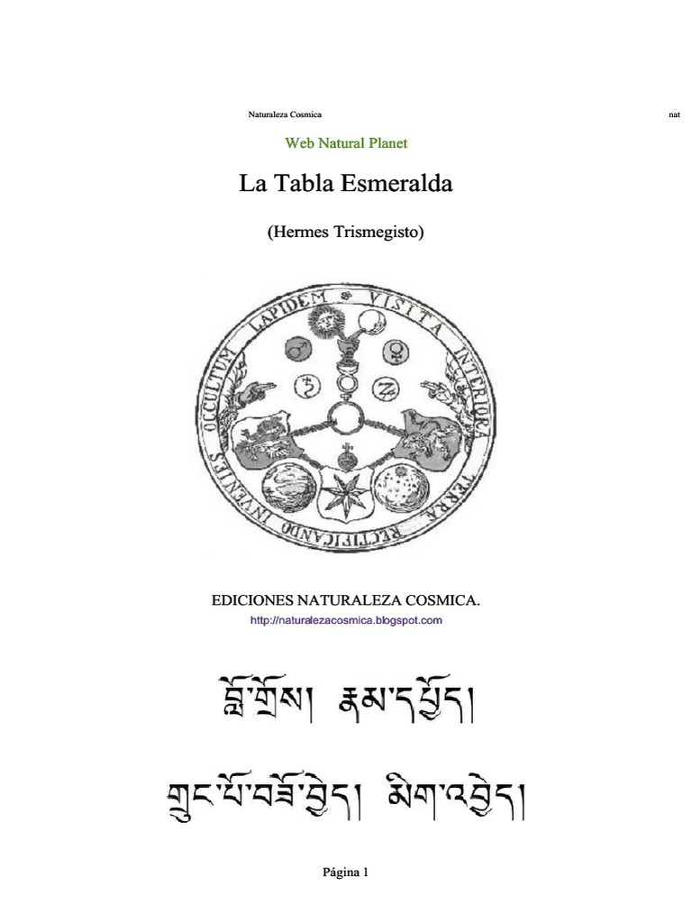 Hermes Trimegisto La Tabla Esmeralda PDF Hermes Trismegisto