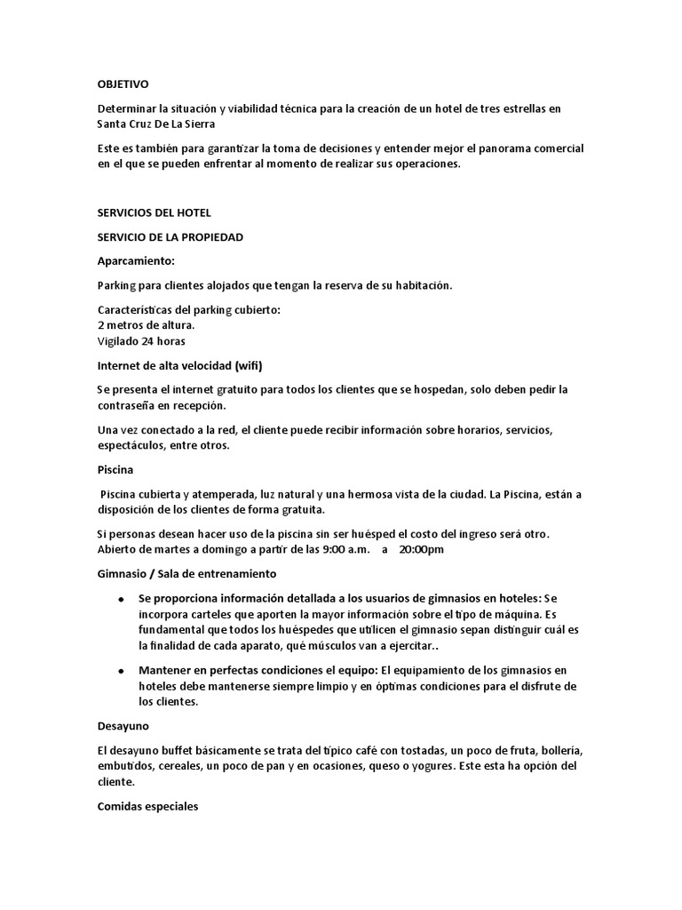 Objetivo de Hotel | PDF | Hotel | Comida y bebida