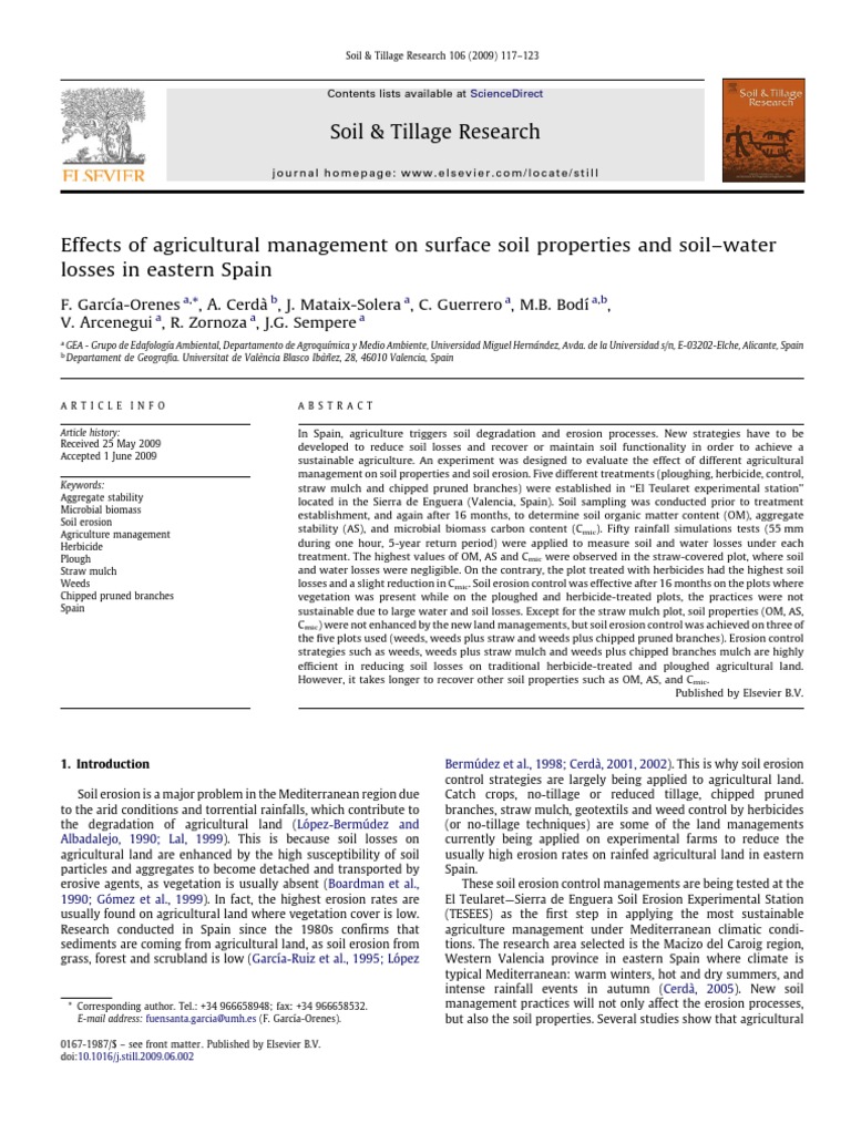 Soil Management Effects on Erosion in Spain | PDF | Soil | Mulch