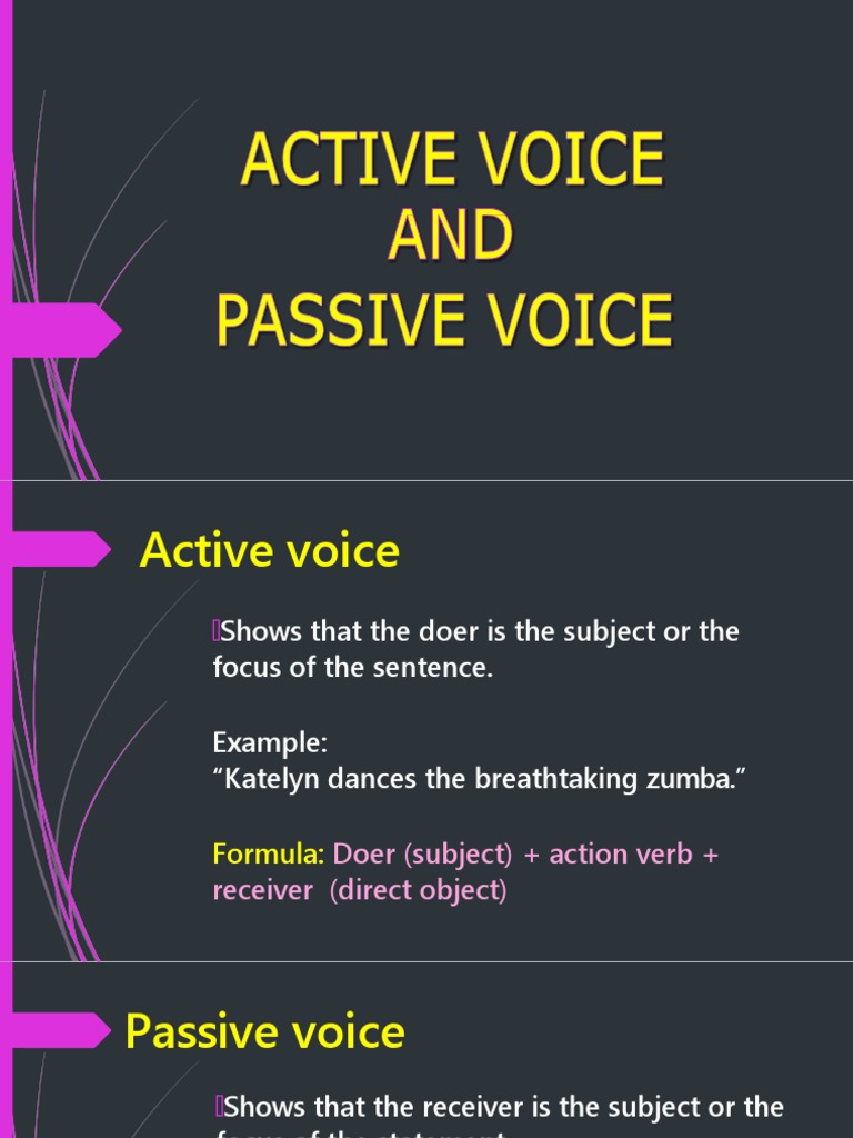 Active and Passive Voice Formulas | PDF | Verb | Subject (Grammar)