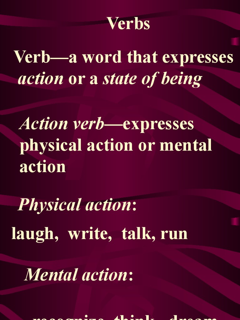 Understanding Action and State of Being Verbs | PDF