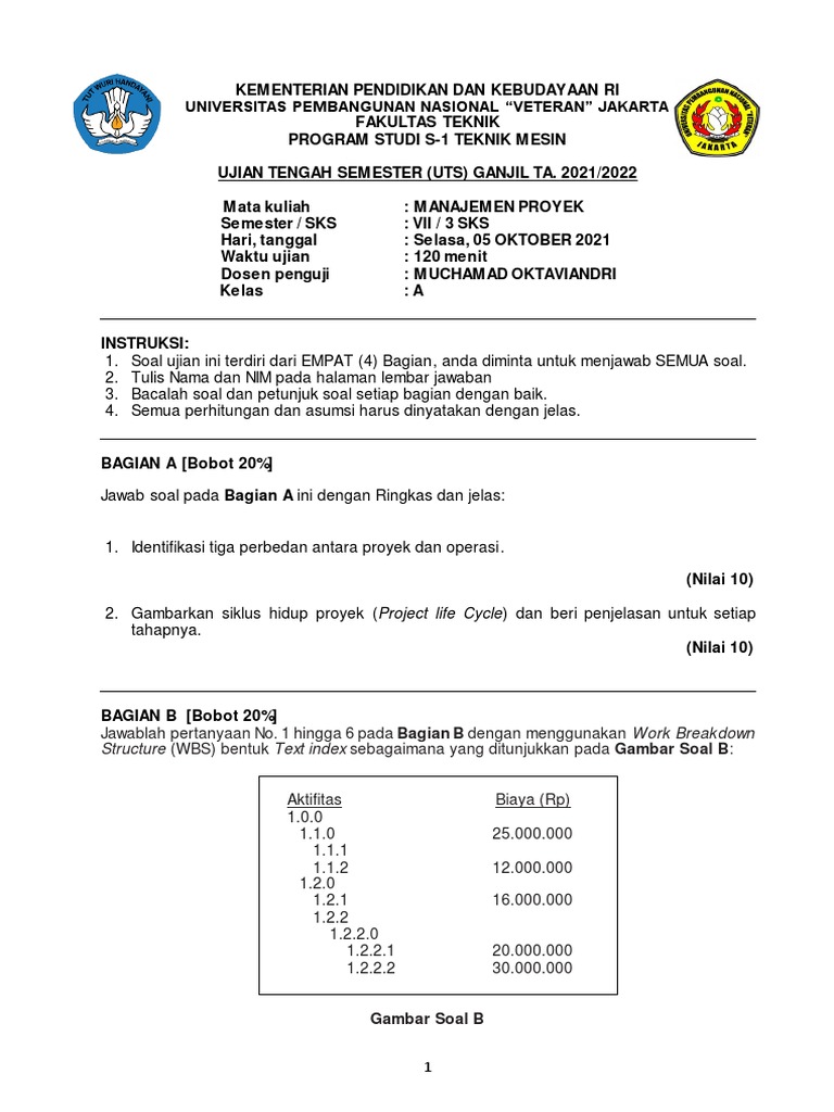 UTS - Manajemen Proyek - 20212022 - 1 | PDF | Metode & Bahan Ajar