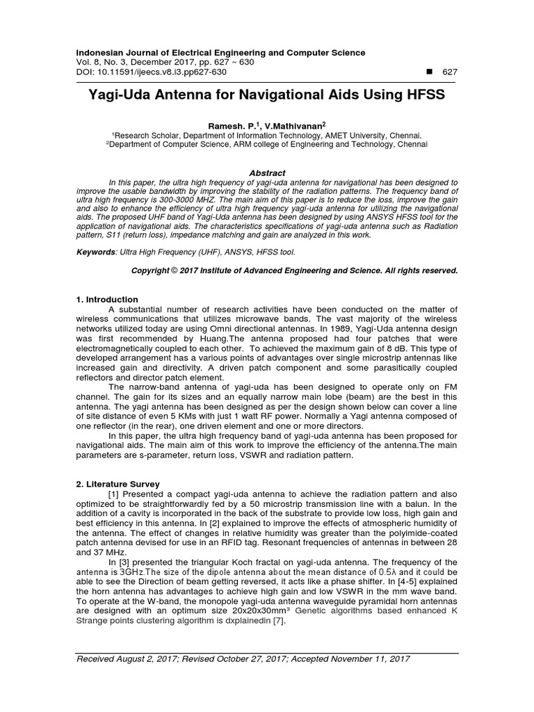 Yagi-Uda Antenna For Navigational Aids Using HFSS | PDF | Antenna ...