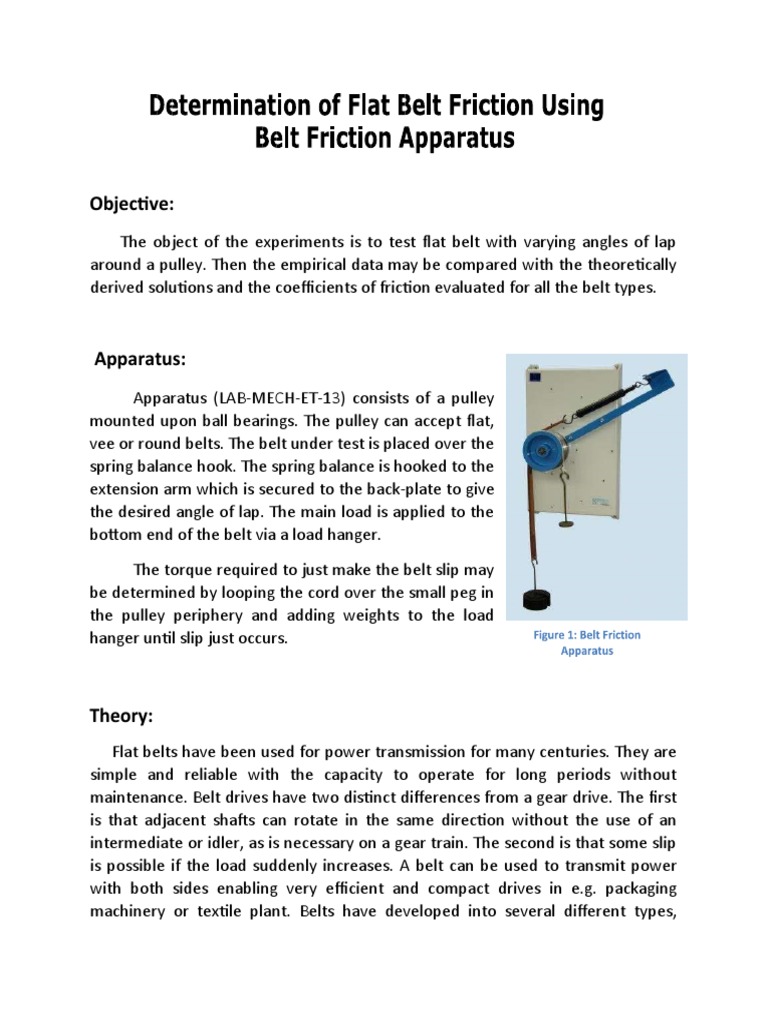 Experiment 8 Flat Belt Pulley System Pdf Belt Mechanical