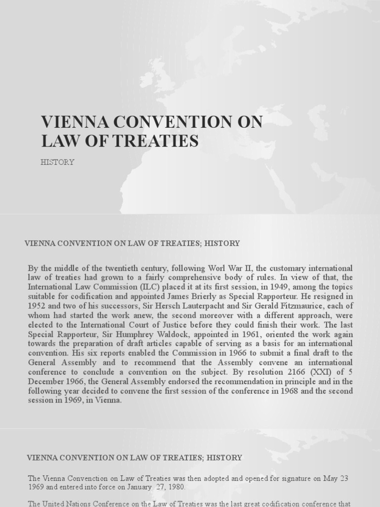 Vienna Convention On Law of Treaties History PDF Treaty Ratification