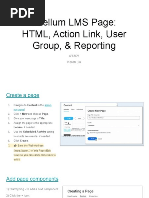 intellum lms page  html action link user group   reporting
