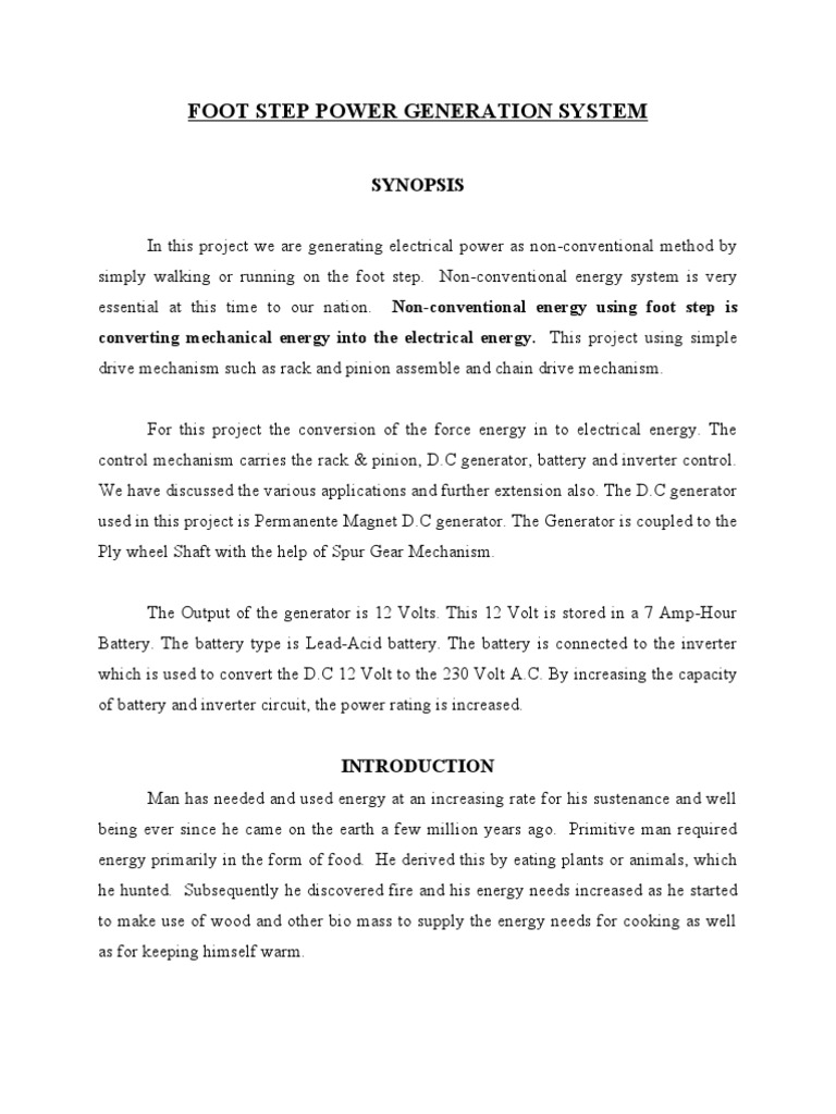 Footstep Power Generation System | PDF | Electric Generator | Direct ...