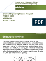 Process Variables: Cheme 101 Chemical Engineering Process Analysis I Ay 2018 - 2019 Mspdeang August 15, 2018