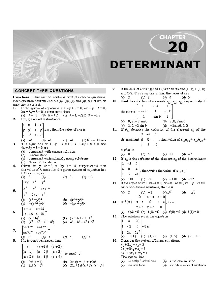 MCQ Determinants XII | PDF | Determinant | Matrix (Mathematics)