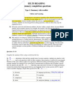 Ielts Reading Summary Completion Questions