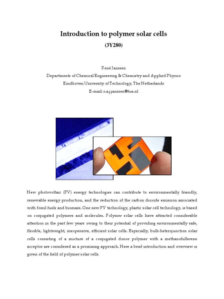 Polymer Solar Cells | PDF | Solar Cell | Thin Film Solar Cell