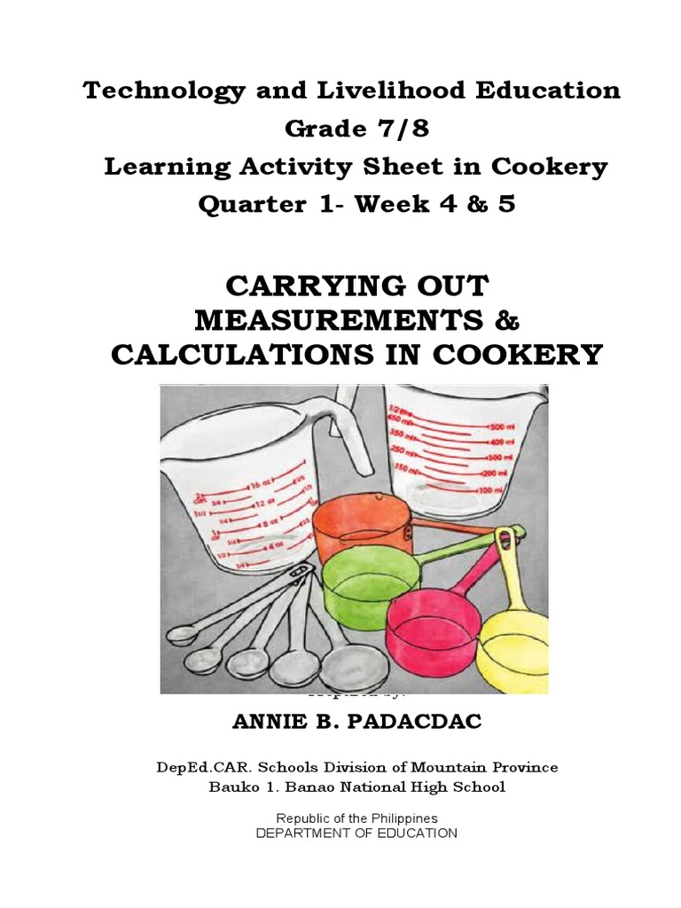 Cookery 7 8 Las Week 4 5 Final Annie PDF Teaspoon Pound (Mass)