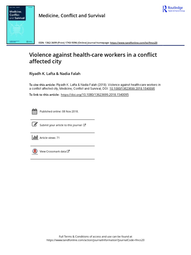 Violence Against Health Care Workers in A Conflict Affected City | PDF ...
