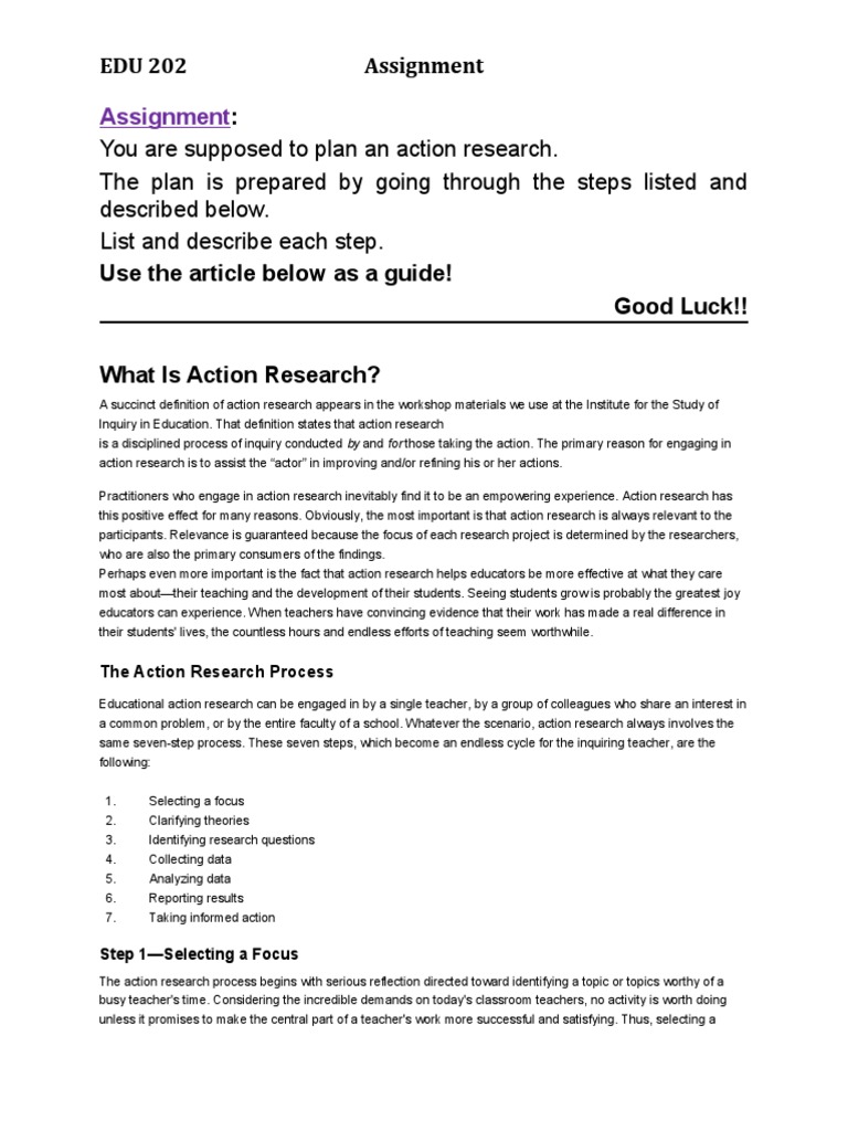 Action Research Planning Guide | PDF | Teachers | Action Research