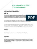 Presumption of Knowledge of Laws (Applicabilty To Foreign Laws)