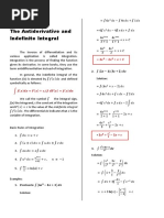 The Antiderivative and Indefinite Integral: F (X) The Integrand, C The Constant of The Integration