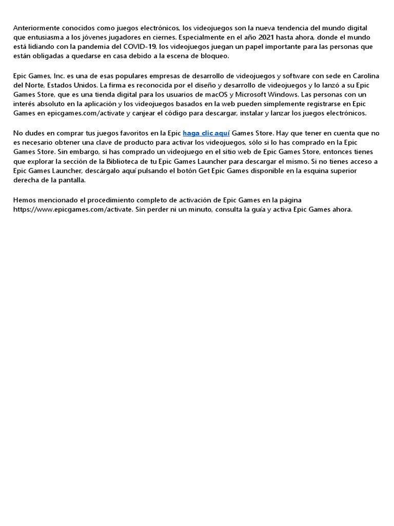 epicgames Com Activate Ingresar Codigo Pdf