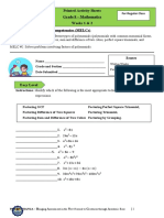 Printed Activity Sheets Grade 8 - Mathematics Weeks 1 & 2: Written Works: - Performance Task