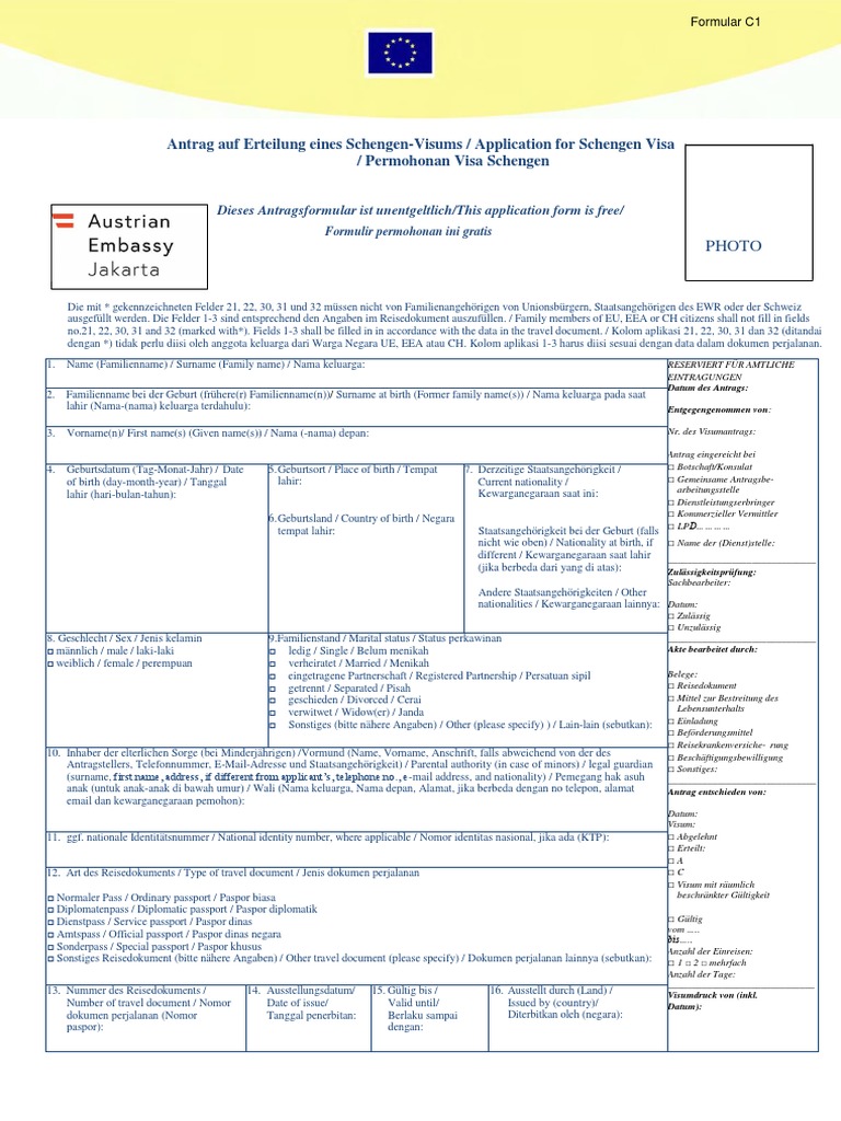 Form c1 antragsformular schengenvisum de eng ind 2020 austria pdf