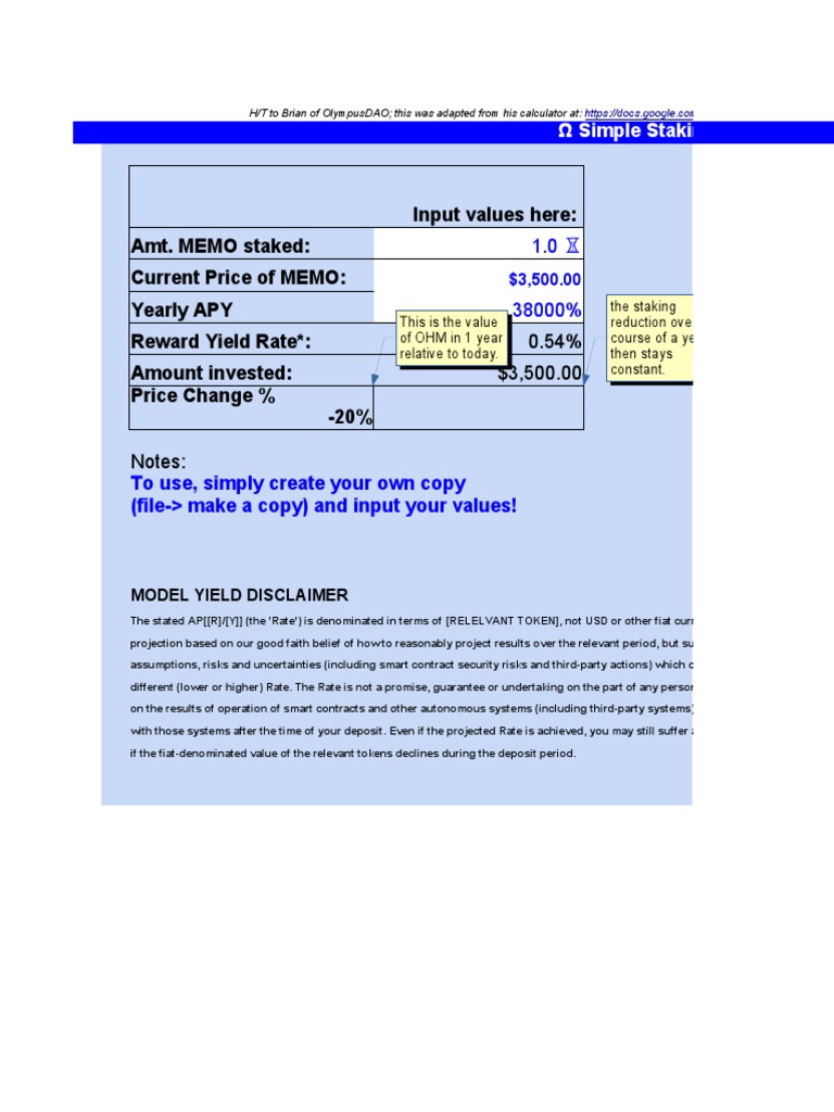 Wonderland Staking and Minting Calculator (4,4) | PDF | Economies |  Financial Economics