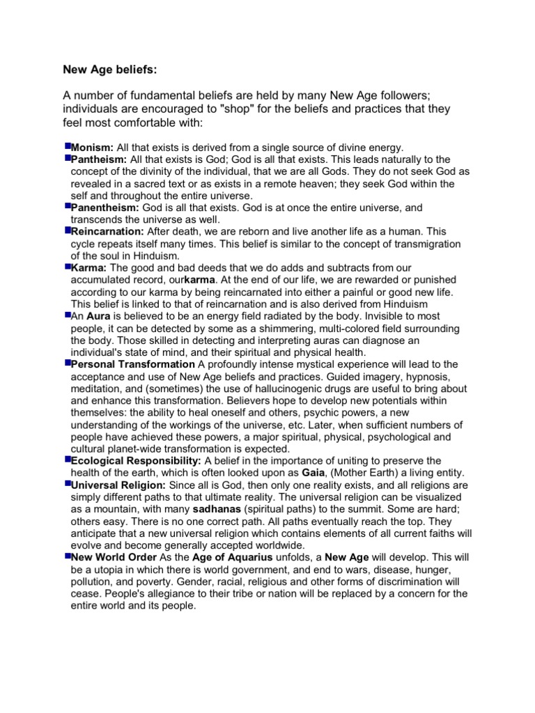 New Age beliefs Reincarnation New Age