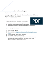 Lesson Plan in English: Year Level: Grade 7 Students Learning Competency