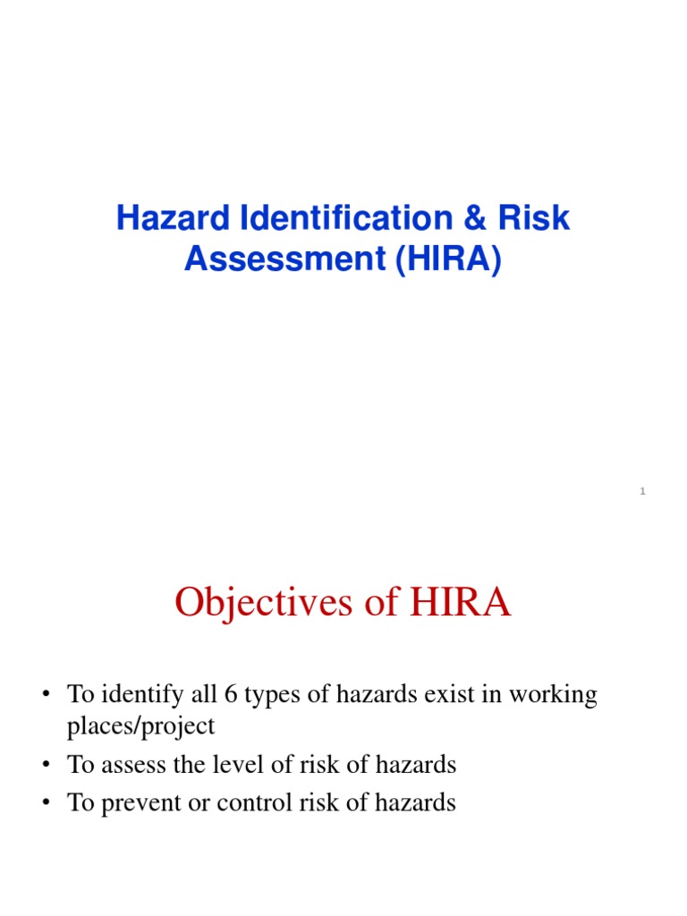 Hazard Identification & Risk Assessment (HIRA) PDF Risk Risk