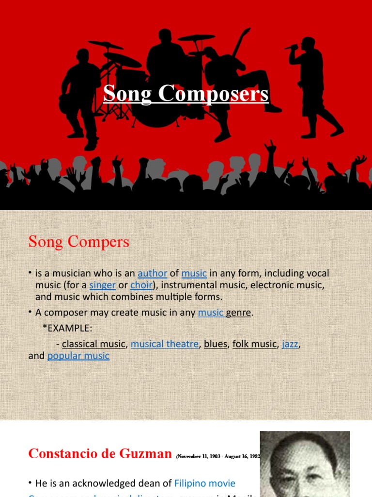 Filipino Song Composers Overview | PDF | Sound | Philippines