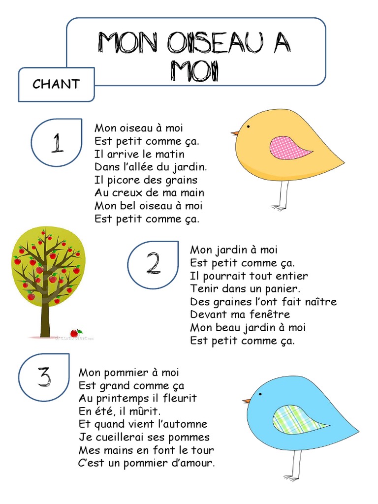 Mon Oiseau à Moi : Chanson Enfantine | Maison et jardin Mon Oiseau à Moi : Chanson Enfantine | Maison et jardin
