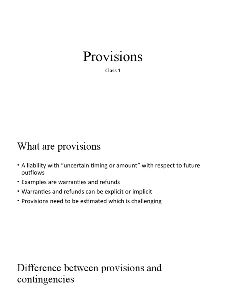 1.5 Provisions Basics | PDF