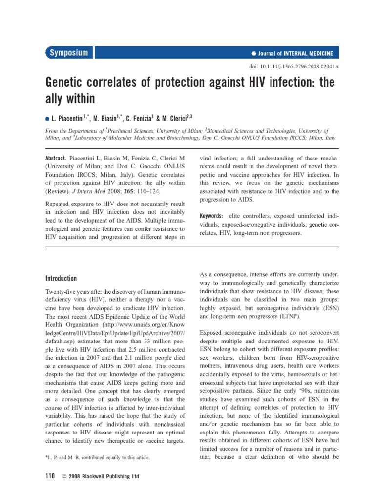 Genetic Correlates of Protection Against HIV Infection: The Ally Within ...
