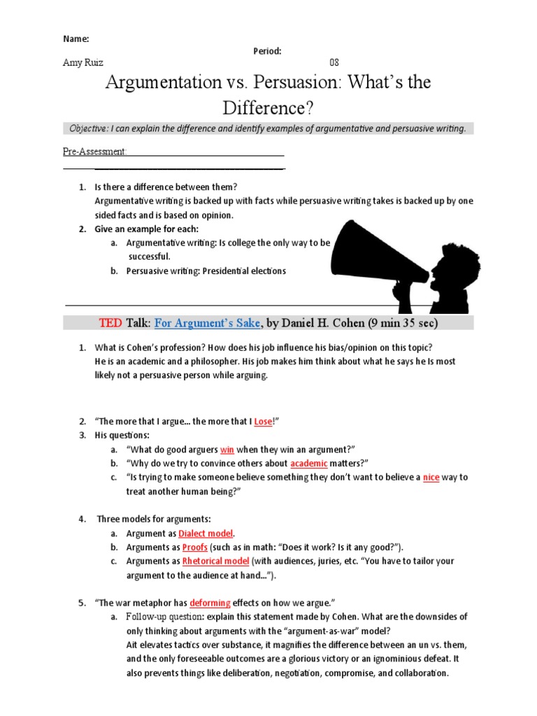 Argumentation Vs Persuasion What S The Difference 1 Pdf Argument