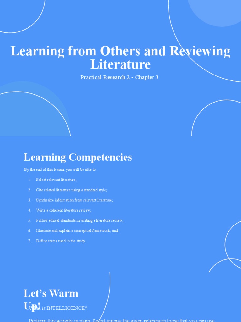 Learning From Others and Reviewing Literature | PDF | Intelligence ...
