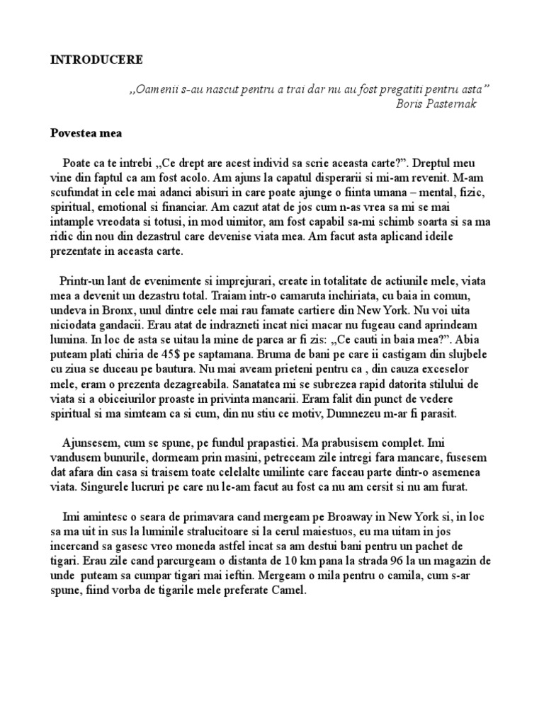 Existenta Ta Este Irepetabila, de Jim Donovan | PDF