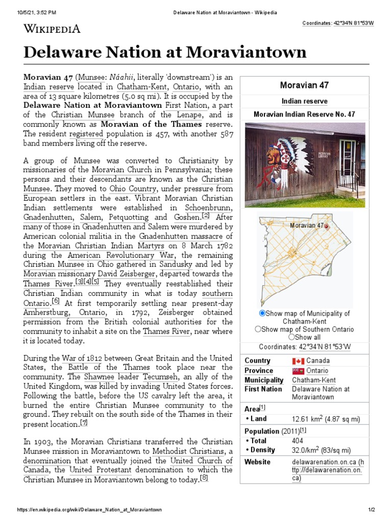 Delaware Nation at Moraviantown Moravian 47 (Munsee Náahii, Literally