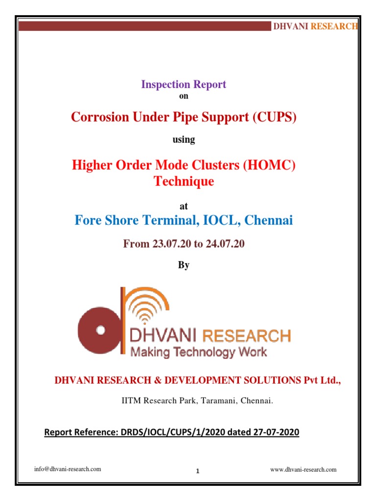 CUPS Inspection Report at IOCL Chennai | PDF | Pipe (Fluid Conveyance ...