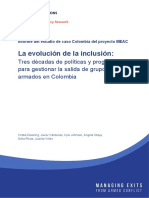 La Evolución de La Inclusión: Tres Décadas de Políticas y Programas para Gestionar La Salida de Grupos Armados en Colombia